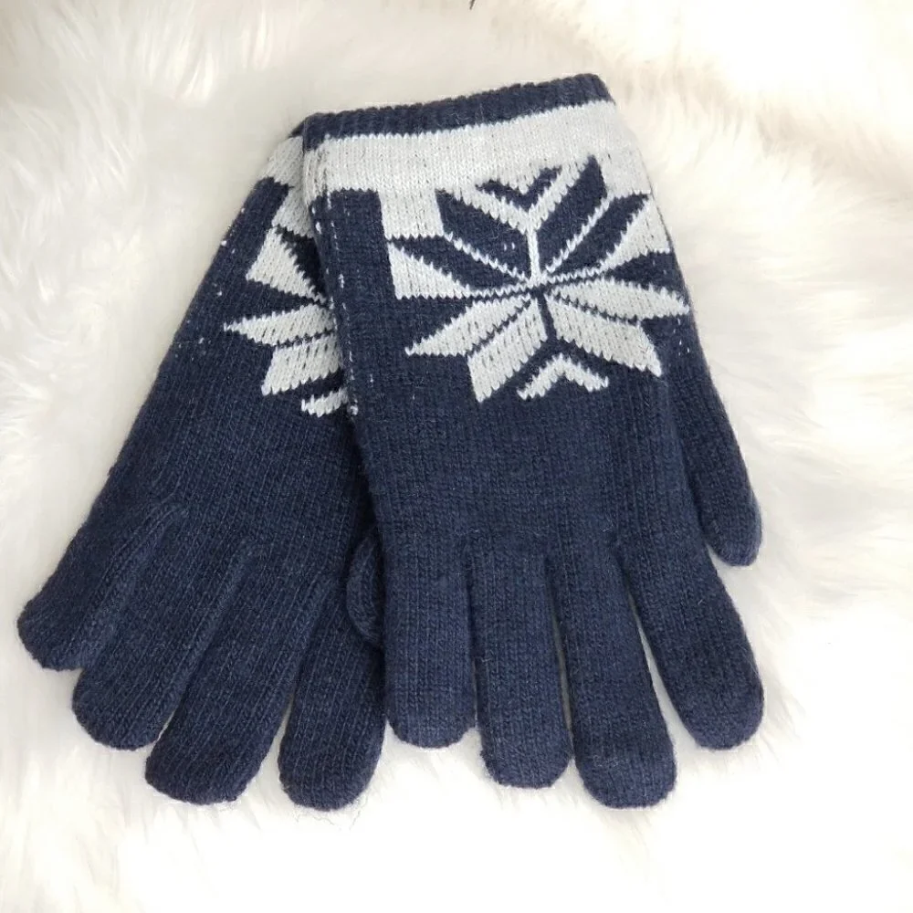 Navy blue snowflake gloves